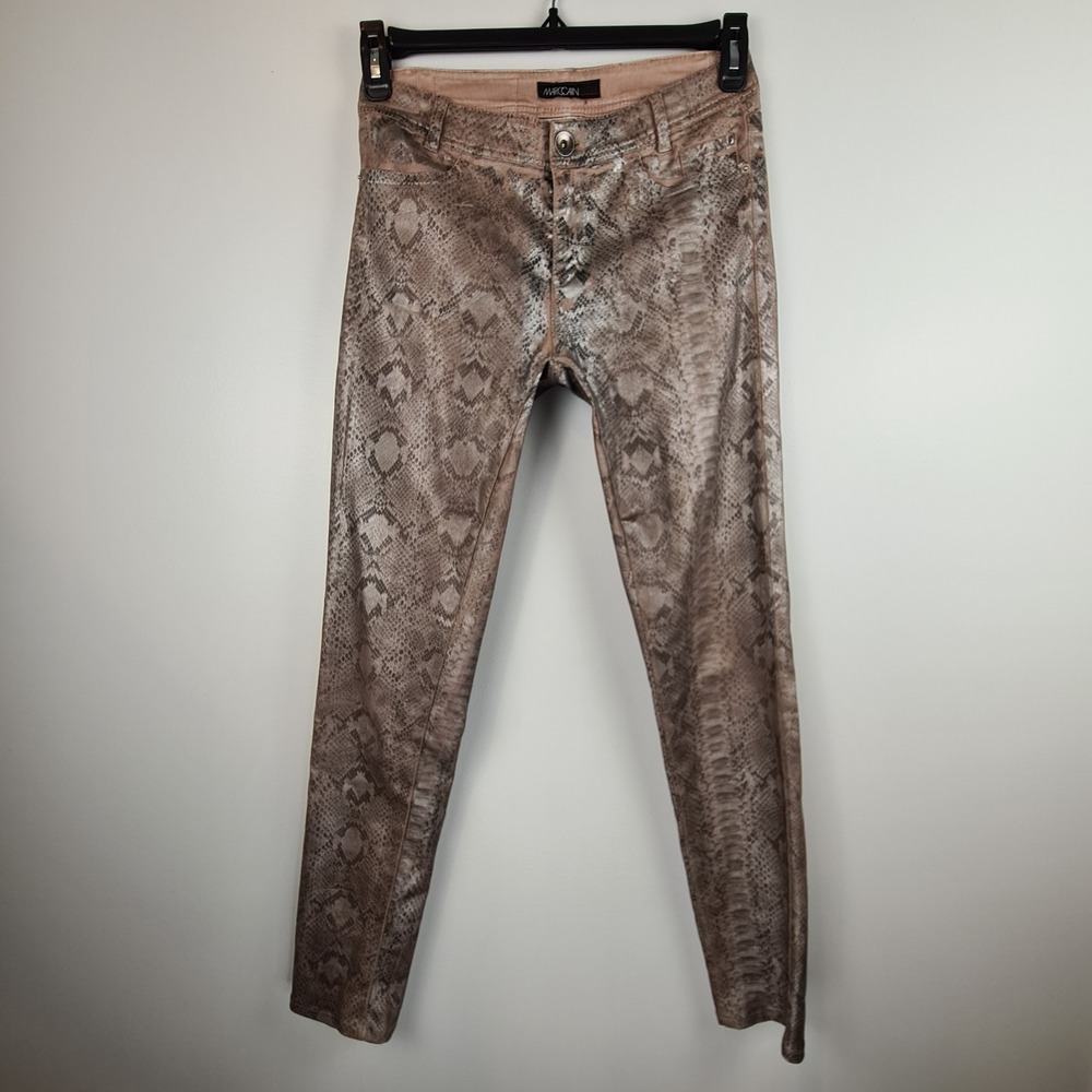MARC CAIN Womens Snake Print Cotton Pants Size US 4 (N2) Shimmer Mid Rise Skinny
